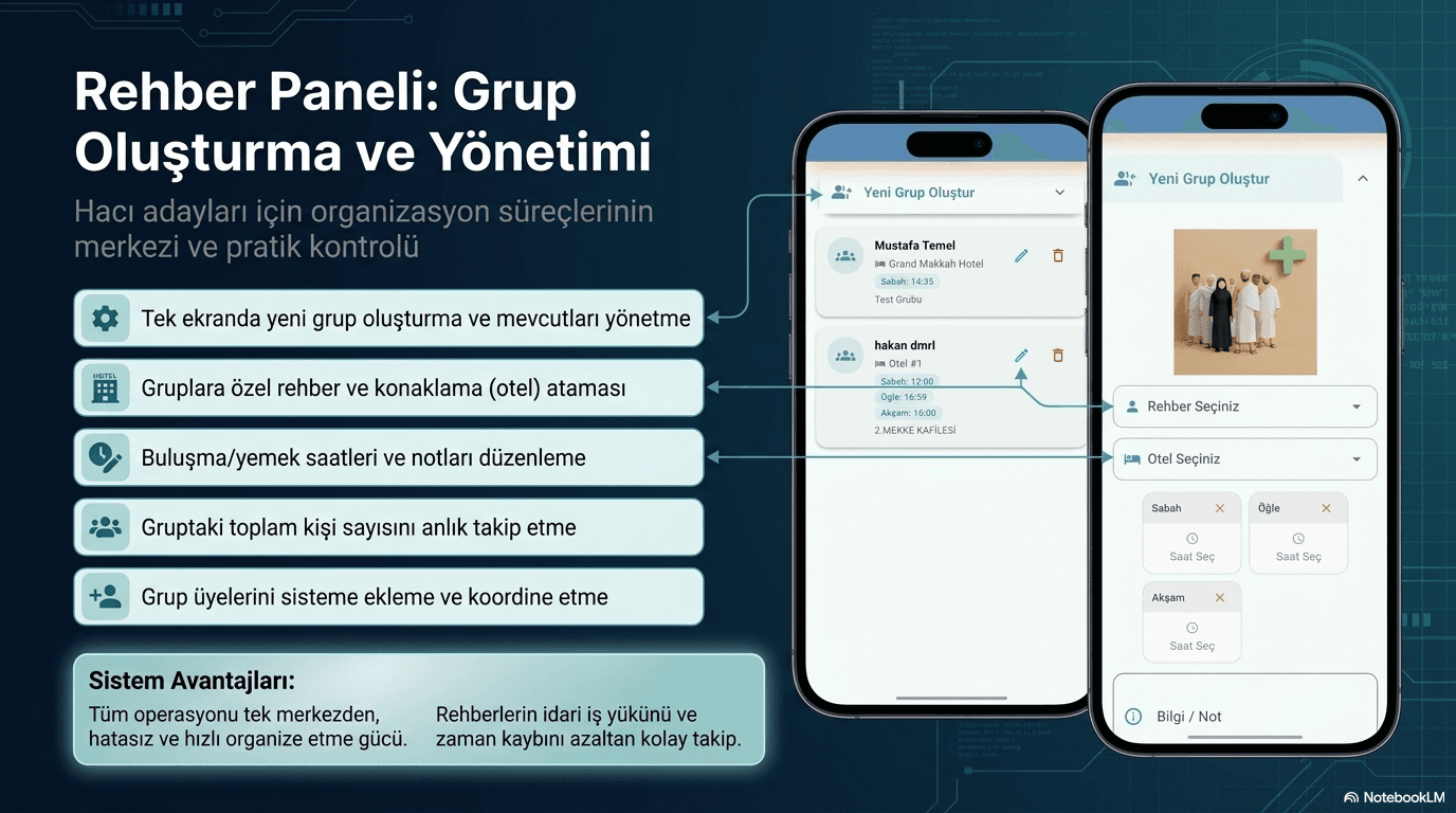 Rafik Al Haram rehber panelinde grup oluşturma ve yönetimi